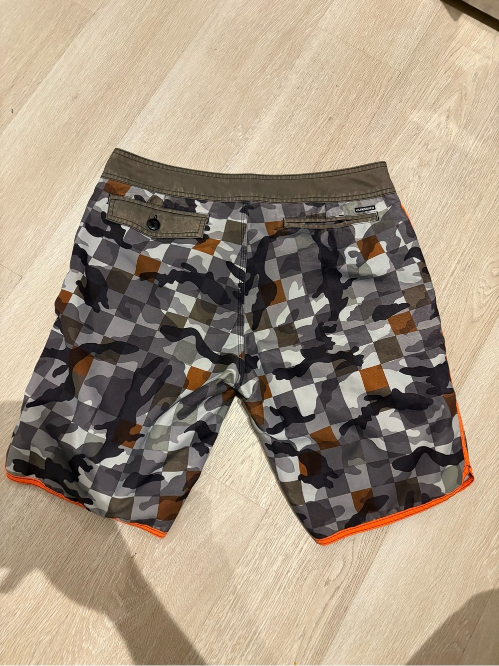 Quiksilver Men's Camo Board Shorts with Orange Trim